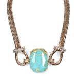 'Eryx' Mint Stone Gold Foils Statement Necklace